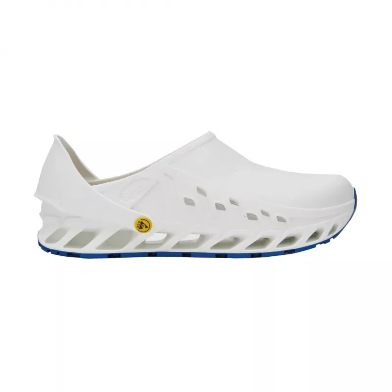 Klumpės Mobilex Evoflex unisex baltos EU 46 (UK 11) — sintetinis viršus, mikropluošto pamušalas, 4 cm kulnas