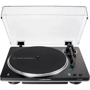 AT-LP70XBTBS, patefonas juodas/sidabrinis, integruotas fono pirminis stiprintuvas, Bluetooth, visiškai automatinis, diržinė pavara