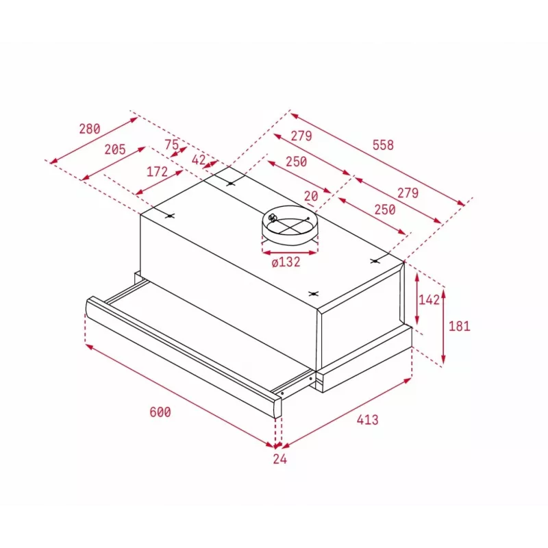 Pusiau įmontuojamas gartraukis Teka TL 6310, Metalinis filtras, Triukšmo lygis: N/A