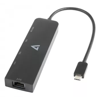 V7 USB-C į ETHERNET 2.5G adapteris RJ-45 tinklo šakotuvas 3xUSB-A - adapteris - skaitmeninis/duomenų - adapteris - skaitmeninis/duomenų