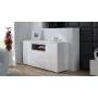 Sideboard Cama Meble VIVA 150 – balta/baltai blizganti ir sonoma ąžuolas, 3 durys, 5 lentynos, 1500×450×800 mm