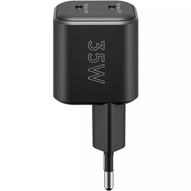 Sieninis įkroviklis GOOBAY 75333 — universalus vidaus AC USB-C įkroviklis, 2x USB-C, 35 W, juodas
