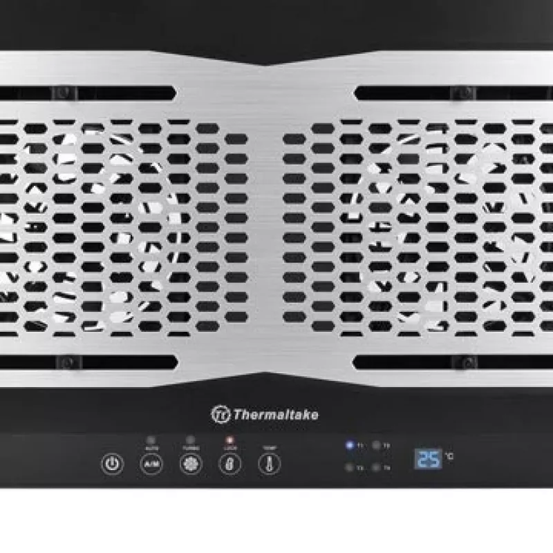 Nešiojamojo kompiuterio aušinimo padėklas THERMALTAKE CL-N002-PL12BL-A su 12 cm ventiliatoriumi, aliuminis ir plastikas, 390×277,5×49,3 mm, 1000–1300 RPM