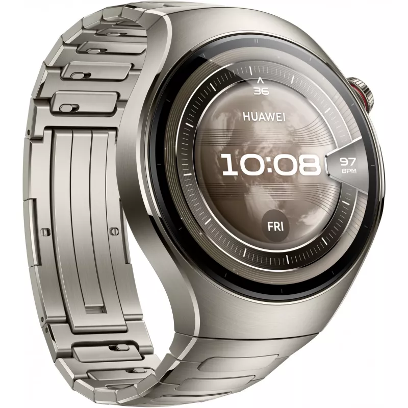 Išmanusis laikrodis HUAWEI WATCH 5, 1,5 colio AMOLED, 466×466, 46 mm titano korpusas, Wi‑Fi, GPS, sidabrinis