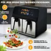 Karšto oro gruzdintuvė ProfiCook PC-FR 1287 H — dviguba 8 L, 2200 W, liet. LED, juoda / nerūd. plienas