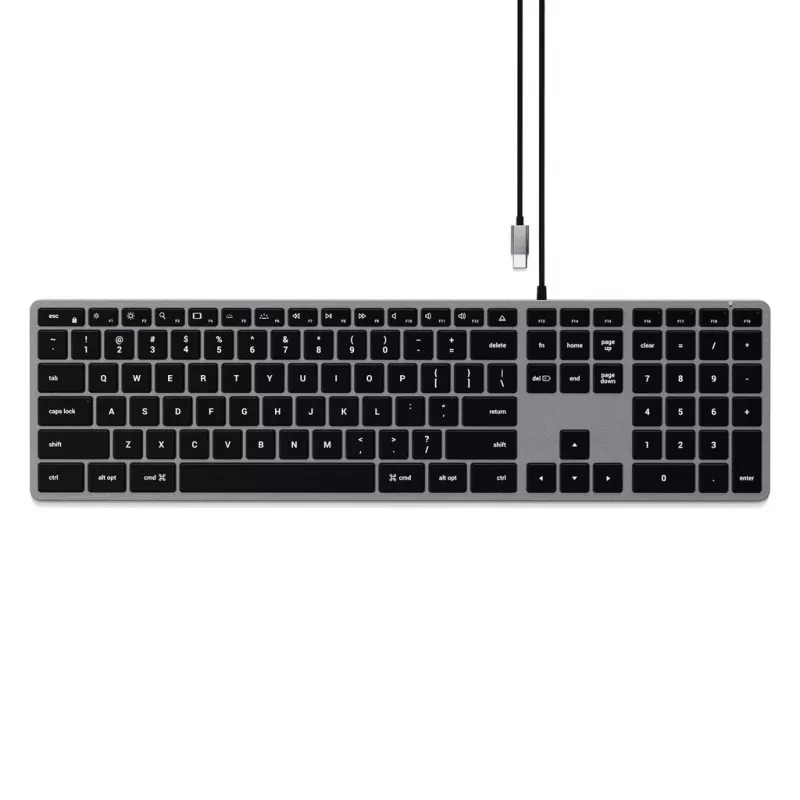 Satechi plonas W3 klaviatūra USB-C su skaičių klaviatūra (pilka)