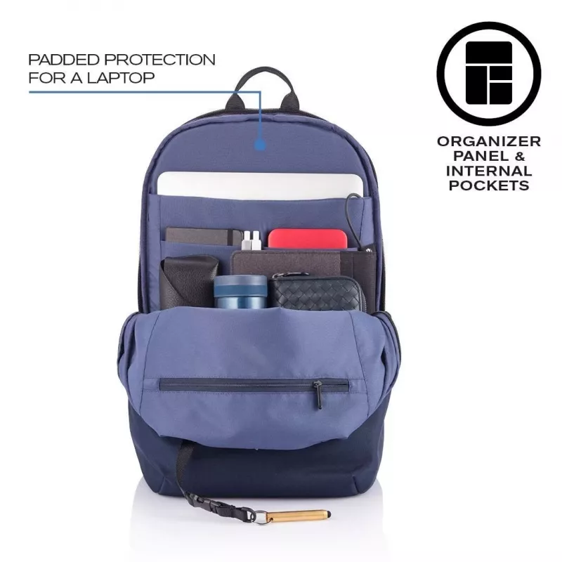 Laisvalaikio kuprinė XDDESIGN Bobby Soft su 15,6 colio nešiojamojo kompiuterio skyriumi, 16 l, tamsiai mėlyna, PET