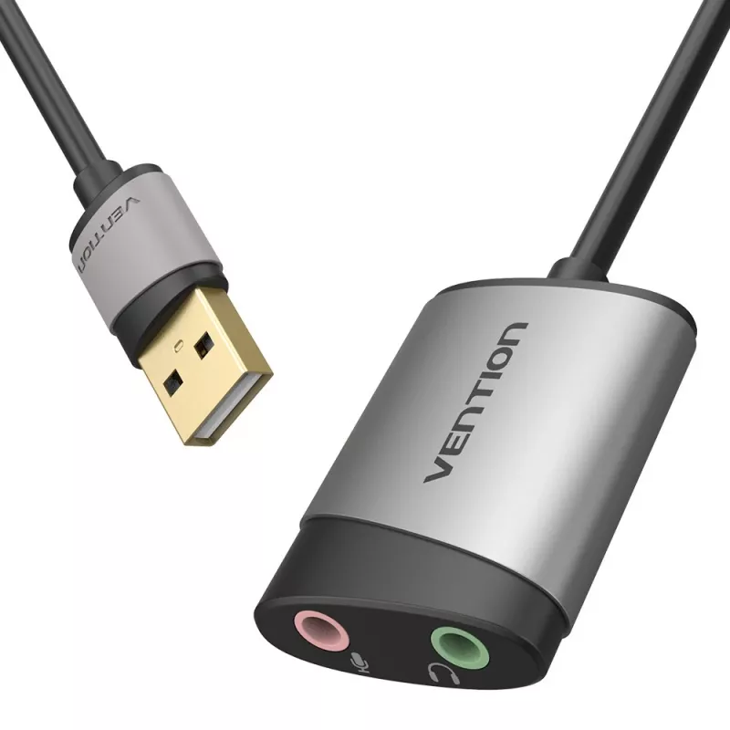 Vention USB išorinė garso plokštė 0,15 m pilka metalinė