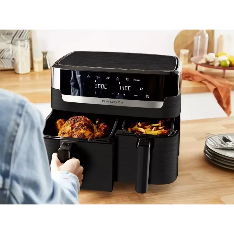 Tefal Easy Fry EY901N dviguba 8,3 l atskirai stovinti 2700 W karšto oro gruzdintuvė, juoda