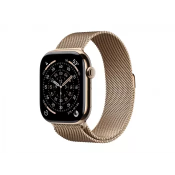 Apple Watch Series 11 GPS + Cellular 46mm auksinis titano korpusas su auksine „Milanese Loop“ apyranke – S/M (MFD74ZR/A)