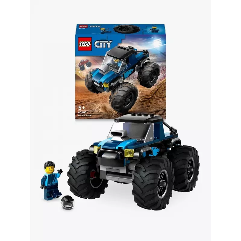 Konstruktorius LEGO City 60402 Mėlynas monstriškasis sunkvežimis su didelėmis padangomis, 148 dalys, 1 minifigūrėlė, amžius 5+