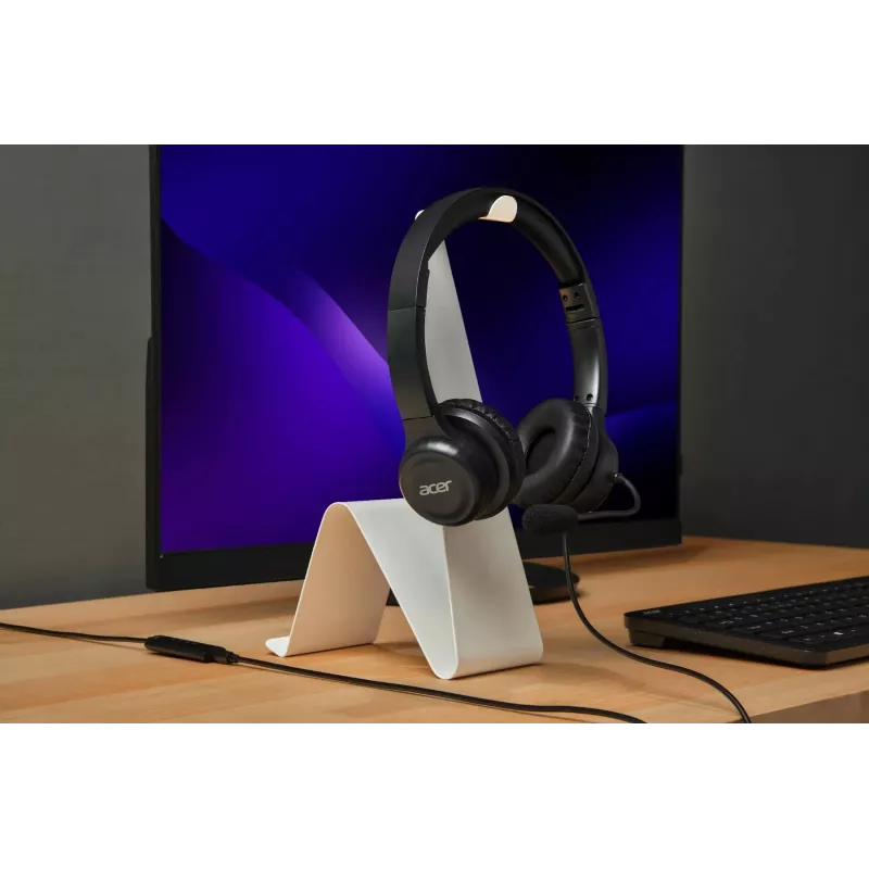 Laidinės biuro ausinės Acer AHW154 — stereo, 3,5 mm lizdas, patikima konstrukcija