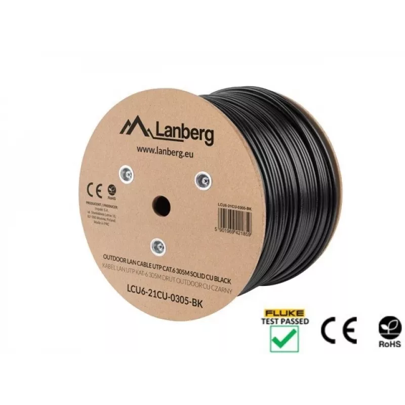 Lanberg LCU6-21CU-0305-BK tinklo kabelis juodas 305 m Cat6 U/UTP (UTP) lauko