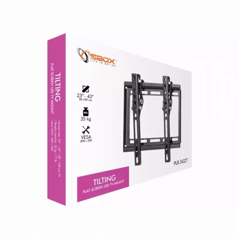 Sbox PLB-3422T Pakreipiamas plokščiaekranis LED TV laikiklis 23-43 col., 35 kg