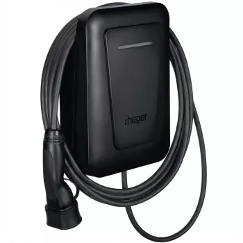 Elektromobilių įkrovimo stotelė Hager XVL122CLM witty pro 1x22 kW Type 2 su fiksuotu 6,5 m kabeliu