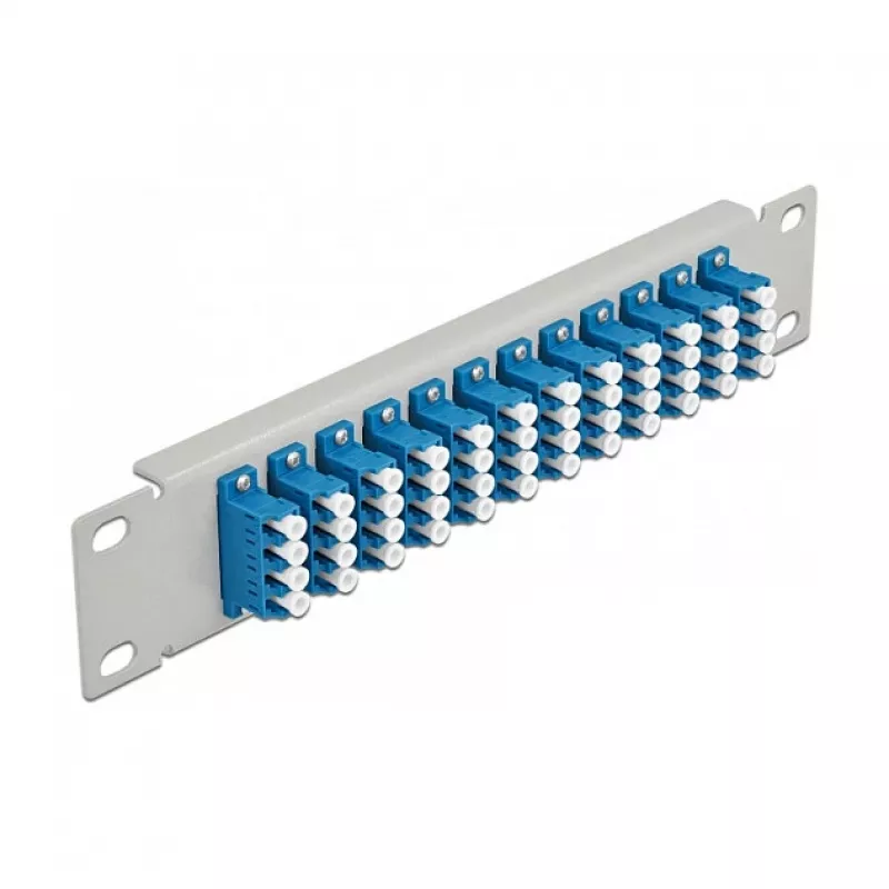 Fiber Optic Patch Panel DeLOCK 10 inch 12 Port LC Quad blue 1U Pilka