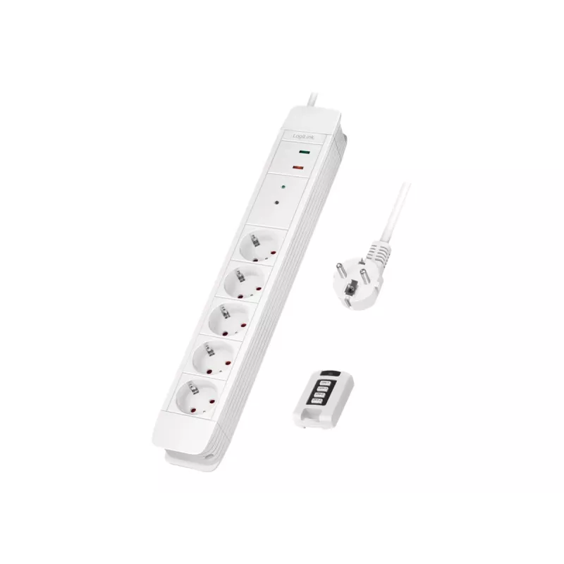 LogiLink LPS402 maitinimo ilgintuvas 1,5 m 5 kintamosios srovės lizdai vidaus baltas