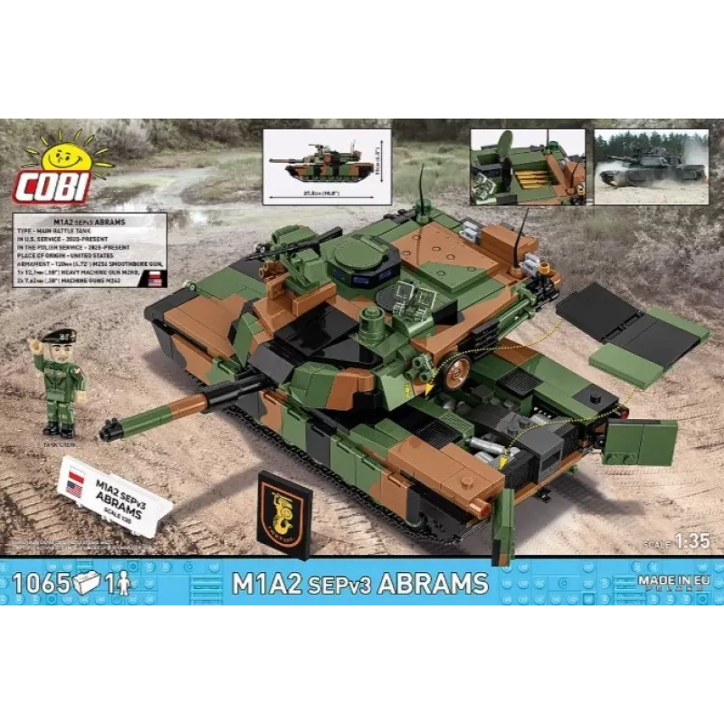 Konstruktorius Cobi M1A2 SEPV3 Abrams modelis su 1065 kaladėlėmis
