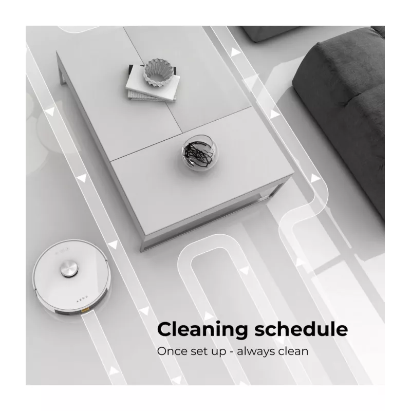 AENO Robot Vacuum Cleaner RC2S: šlapias ir sausas valymas, išmanus valdymas AENO programa, galingas japoniškas Nidec variklis, turbo režimas