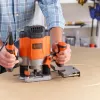 Freza / apdailos freza Juoda & Decker KW1200EKA-QS — kompaktinė freza su reguliuojamais gylio nustatymais, ergonomiškas dizainas