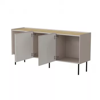 cama meble komoda FELLINI 150x40x70 cm, kašmyro apdaila, alyvuoto ąžuolo viršus