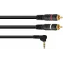 Adapterio kabelis Omnitronic 3,5 mm stačiakampis lizdas į 2x RCA, 3 m ilgio, modelis 30225012