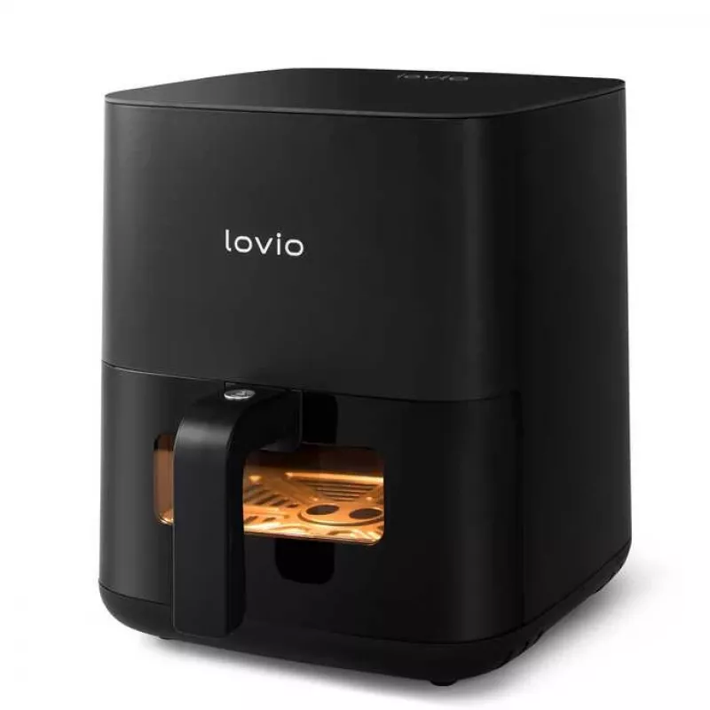Oro gruzdintuvė Lovio LVAF001BK 5 L juoda — stalinė karšto oro gruzdintuvė, 5 litrų talpa