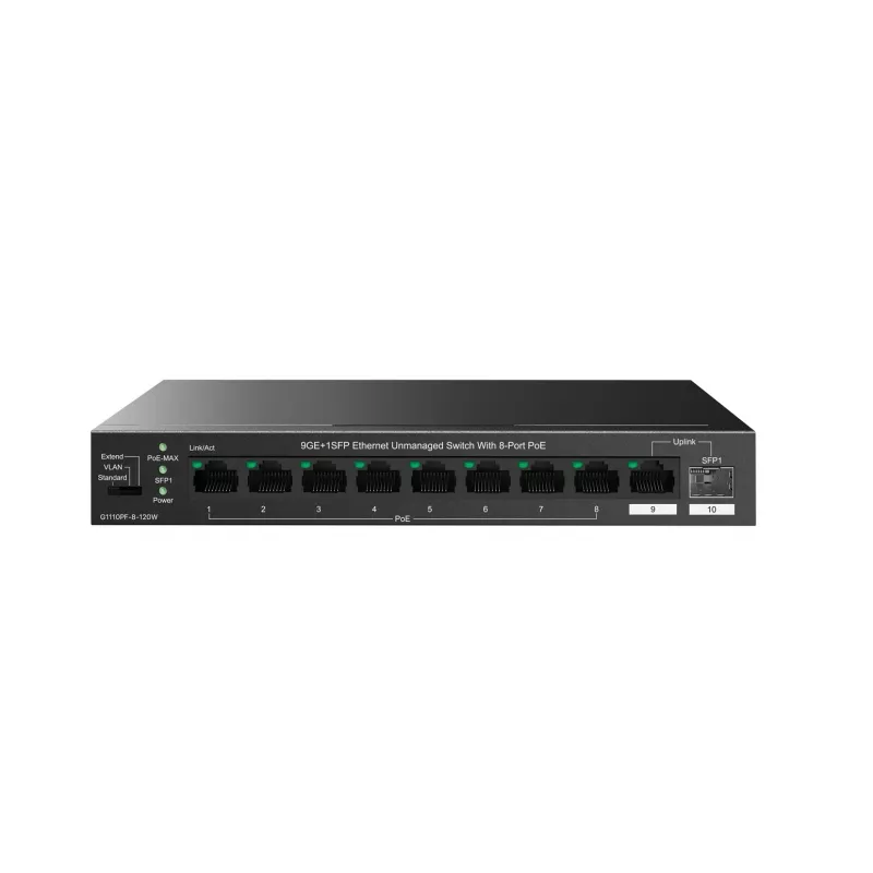 Nevaldomas komutatorius Tenda TEG1110PF-8-120W Gigabit Ethernet PoE 9 prievadų
