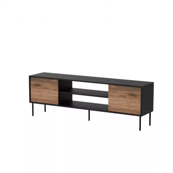 TV spintelė cama meble EF CORTINA 180×40×60 cm, viršus juodas, rėmas riešutmedžio