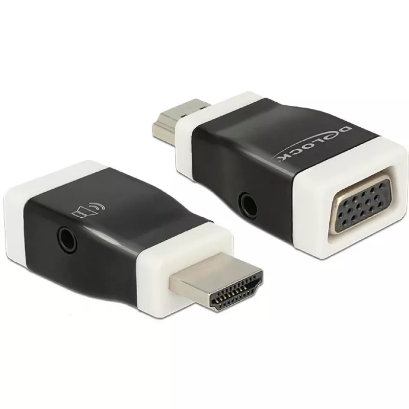Kabelio jungties adapteris DeLOCK 65586 HDMI-A į VGA juoda balta