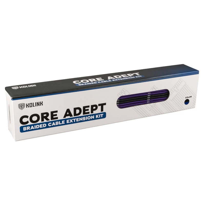 Kolink Core Adept supintas kabelio ilginimo rinkinys - Jet Juoda/Titan Purple