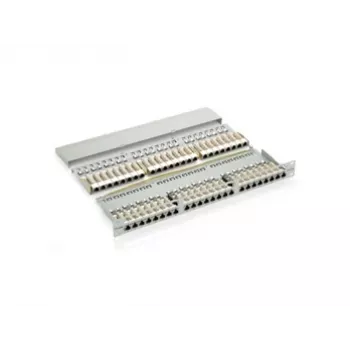 Equip 48 prievadų Cat.6 ekranuotas pataisų skydelis, juodas, RJ-45, auksinis, Cat6, montavimas stove, 1U, juodas