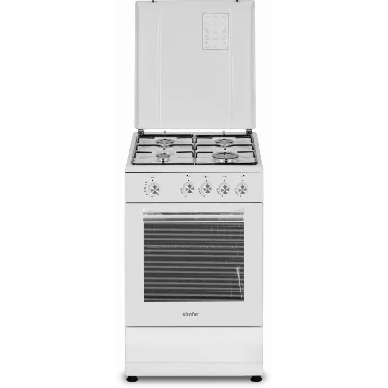 Simfer viryklė 4401SGRBB Kaitlentės tipas Dujos Orkaitės tipas Dujos Balta Plotis 50 cm 49 L Gylis 55 cm