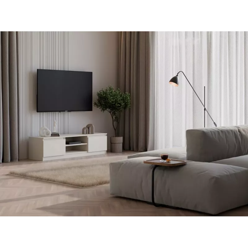 TV spintelė MALWA 140, top e shop — 1400×400×360 mm, kašmyro laminatas, 2 durelės, 1 lentyna