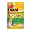 Šlapias kačių skanėstas INABA Dashi Delights — Vištiena su tunu ir šukutėmis, 40 g pakelis, 93 % drėgmės, 5,5 % baltymų
