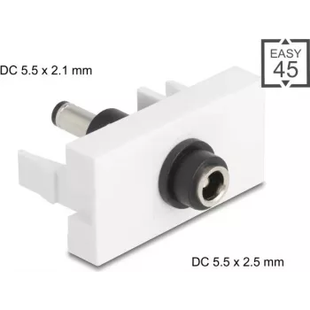 Jungtis DELOCK Easy 45 modulis DC 5,5×2,5 mm į DC 5,5×2,1 mm, modelis 90864