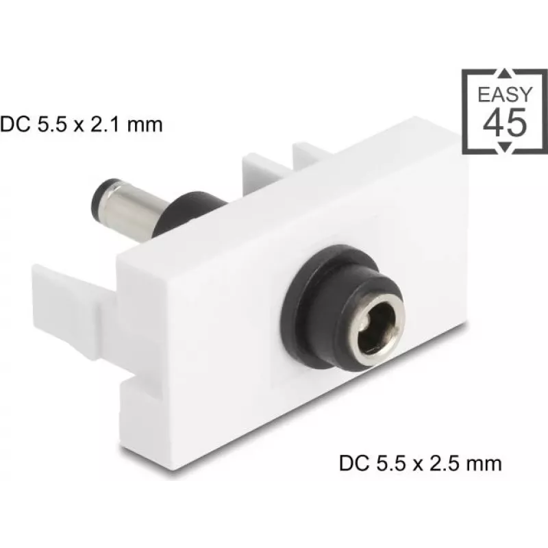 Jungtis DELOCK Easy 45 modulis DC 5,5×2,5 mm į DC 5,5×2,1 mm, modelis 90864