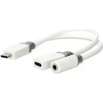 Nedis USB-C™ adapteris | USB 2.0 | USB-C™ kištukas USB-C™ lizdas / 3,5 mm lizdas | 0,10 m | Apvalus | Paauksuoti kontaktai | PVC | Balta | Dėžutė