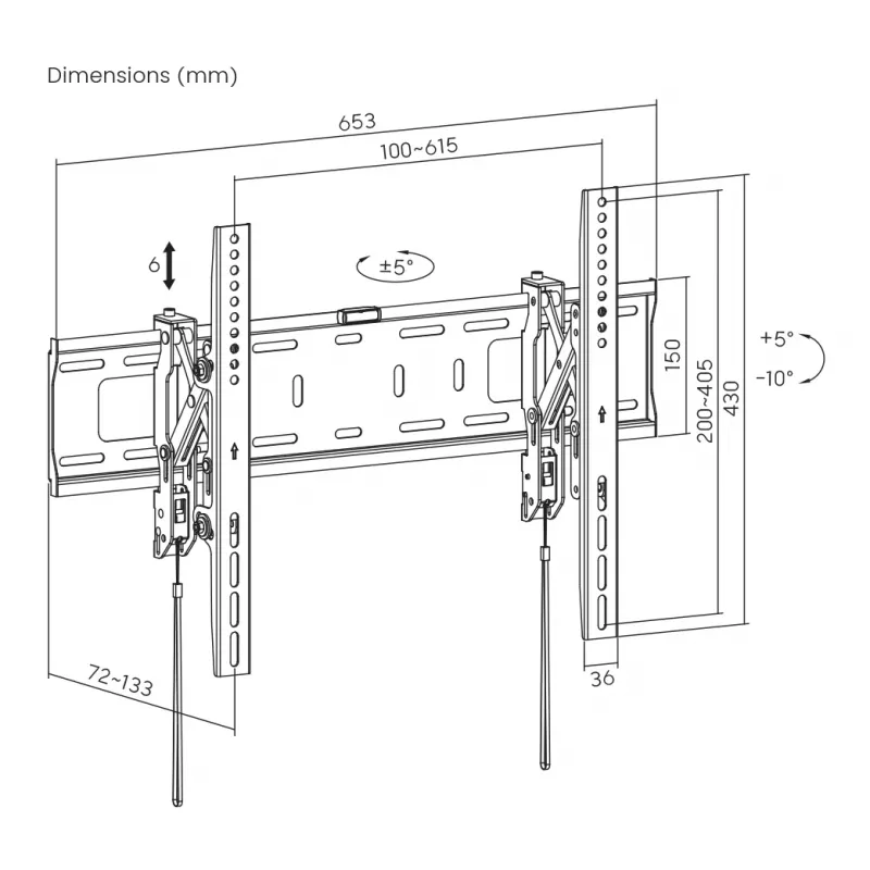 TV laikiklis SBOX PLB-6546T-2 37–80 colių ekranams, iki 75 kg, VESA iki 600x400