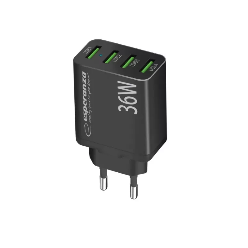 Esperanza EZC107K tinklo maitinimo adapteris 36W Juodas