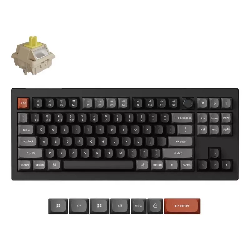 Mechaninė klaviatūra Keychron V3 Ultra 8K — laidinė ir Bluetooth, QWERTY išdėstymas, RGB LED, juoda