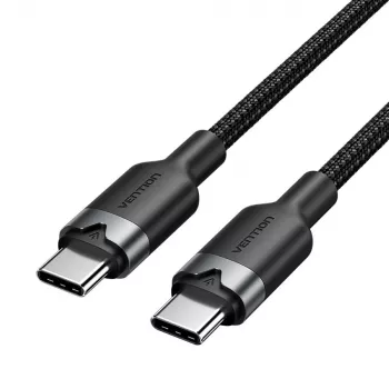 USB-C į USB-C duomenų ir įkrovimo kabelis Vention TRDBH, 2 m, USB 2.0, 60 W PD, 3 A, 480 Mbit/s, juodas