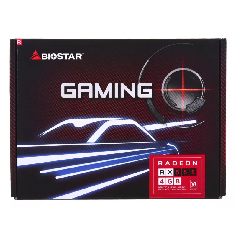 Vaizdo plokštė BIOSTAR Radeon RX 550 4 GB GDDR5, 1100 MHz GPU, 6000 MHz atmintis, 128 bitų, PCIe 3.0, vienas ventiliatorius