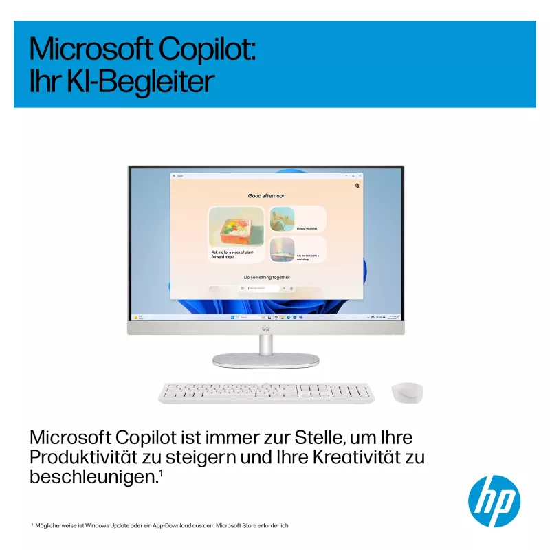 HP AI 27-cr2275ng - All-in-One (Complete Solution) - Core Ultra 7 255U - RAM 16 GB - SSD 512 GB - NVMe - Intel Graphics - 1GbE, Bluetooth 5.3, Wi-Fi 6 - WLAN: 802.11a/b/g/n/ac/ax