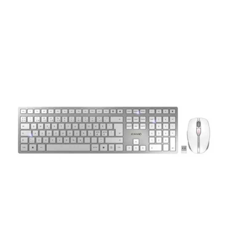 CHERRY DW 9100 plonas klaviatūra Pelė įtraukta Universali RF belaidė + Bluetooth Nordic Sidabrinė