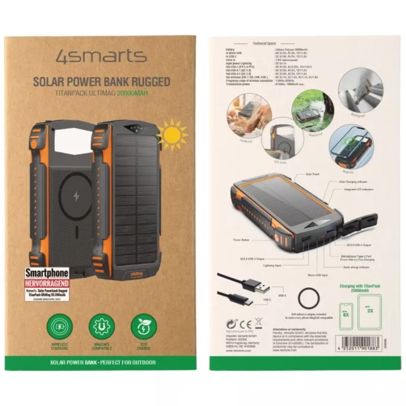 Nešiojamoji baterija 4smarts TitanPack UltiMag 20000 mAh