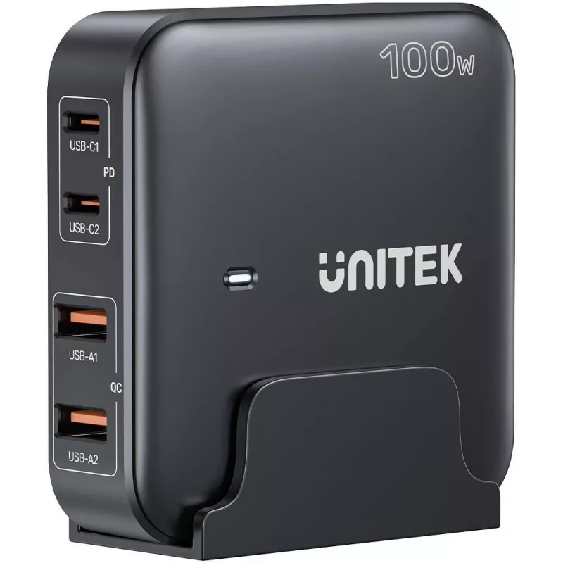 Unitek stalinis įkroviklis P1229ABK01-EU 100W su 2× USB-A ir 2× USB-C