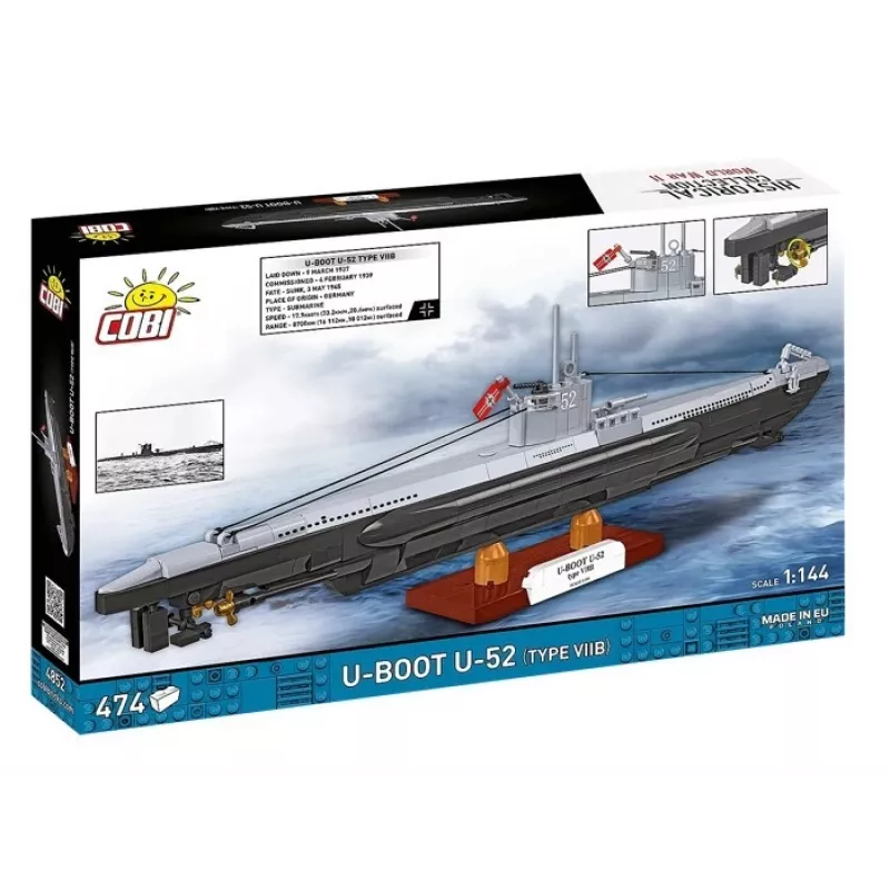 Konstruktorius Cobi U-Boot U-52 — 474 dalių modelio rinkinys