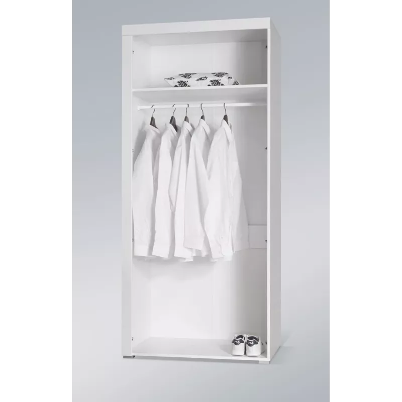 Drabužių spinta cama meble SAMBA balta/juoda blizgi, 900×550×2030 mm, 1 lentyna