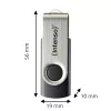 Intenso USB atmintukas Office Line, 64 GB, USB-A, 3.2 Gen 1x1, juodas-sidabrinis, 64 GB, USB Type-A, 3.2 Gen 1 (3.1 Gen 1), sukamas žiedas, juoda, sidabrinė